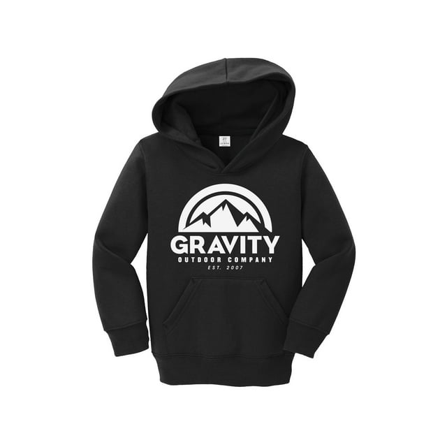 Gravity Outdoor Co. Chandail à Capuchon pour Tout-Petit - Logo Blanc - Noir - 3T