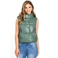 thumbnail image 2 of Love Tree Women's Juniors Faux Leather Puffer Vest  (Green, Large), 2 of 4