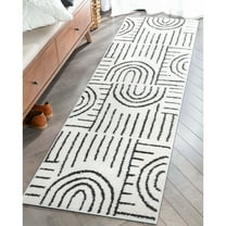Well Woven Feliz Boho Rainbow Modern Geometric Ivory Black 2' x 7'3" Runner Rug