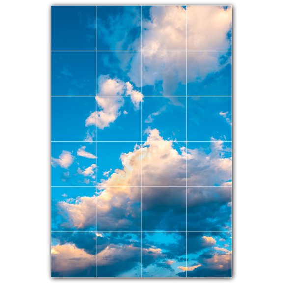Picture-Tiles.com: Clouds Ceramic Tile Wall Mural WAL500380-46S. 17"W x 25.5"H using (24) 4.25" x 4.25" Ceramic Tiles-Satin Finish