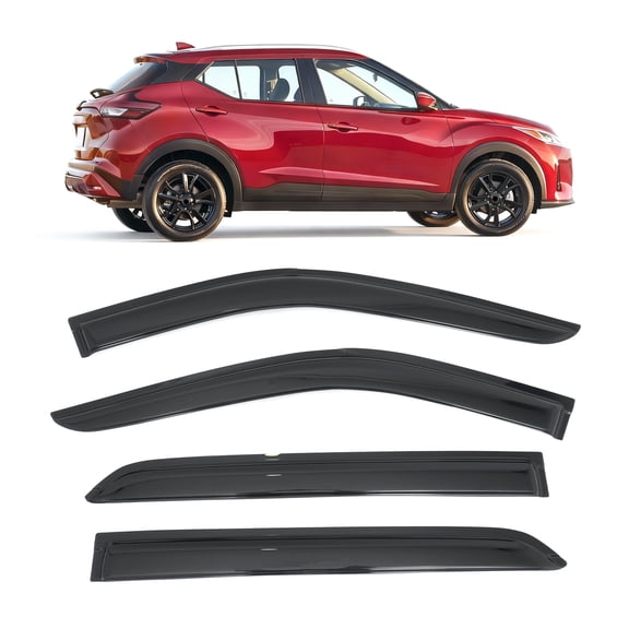 Ikon Motorsports Window Visors Fits 2018-2024 Nissan Kicks& 2025 Kicks Play, Somke Acrylic Sun Rain Vent Deflector 4PCS