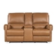 thumbnail image 2 of Bowery Hill Power Transitional Leather Console Loveseat in Brown, 2 of 8