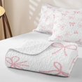 thumbnail image 4 of Erosebridal Cute Pink Bow Twin Quilt Set for Girls, Pale Pink Outline Bow Twin Coverlet Set, 2pcs, 4 of 7