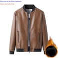 thumbnail image 1 of Chaqueta de cuero para hombre, talla extra grande, traje de béisbol, otoño e invierno, chaqueta de forro polar para hombre gordo, motociclista, gente gordita, 1 of 4