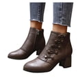 thumbnail image 4 of NECHOLOGY Botas Mujer Adulto Femenino Zapatos Botines de mujer Zapatos de tacón para mujer, botas gruesas transpirables a la , botas Retro con cremallera para mujer (Brown, 7), 4 of 6