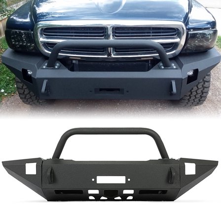 Kojem Steel Front Bumper for 1997-2004 Dodge Dakota 1998-2003 Dodge Durango w/Bull Bar Black Powder Coated Off -Road Front Guard
