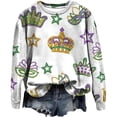 thumbnail image 2 of Mardi Gras 2026 Chandails en Molleton pour Femmes Tendance Manches Longues Col Rond Décontracté Carnaval Graphique Chandail en Molleton Pulls pour Femmes, 2 of 3