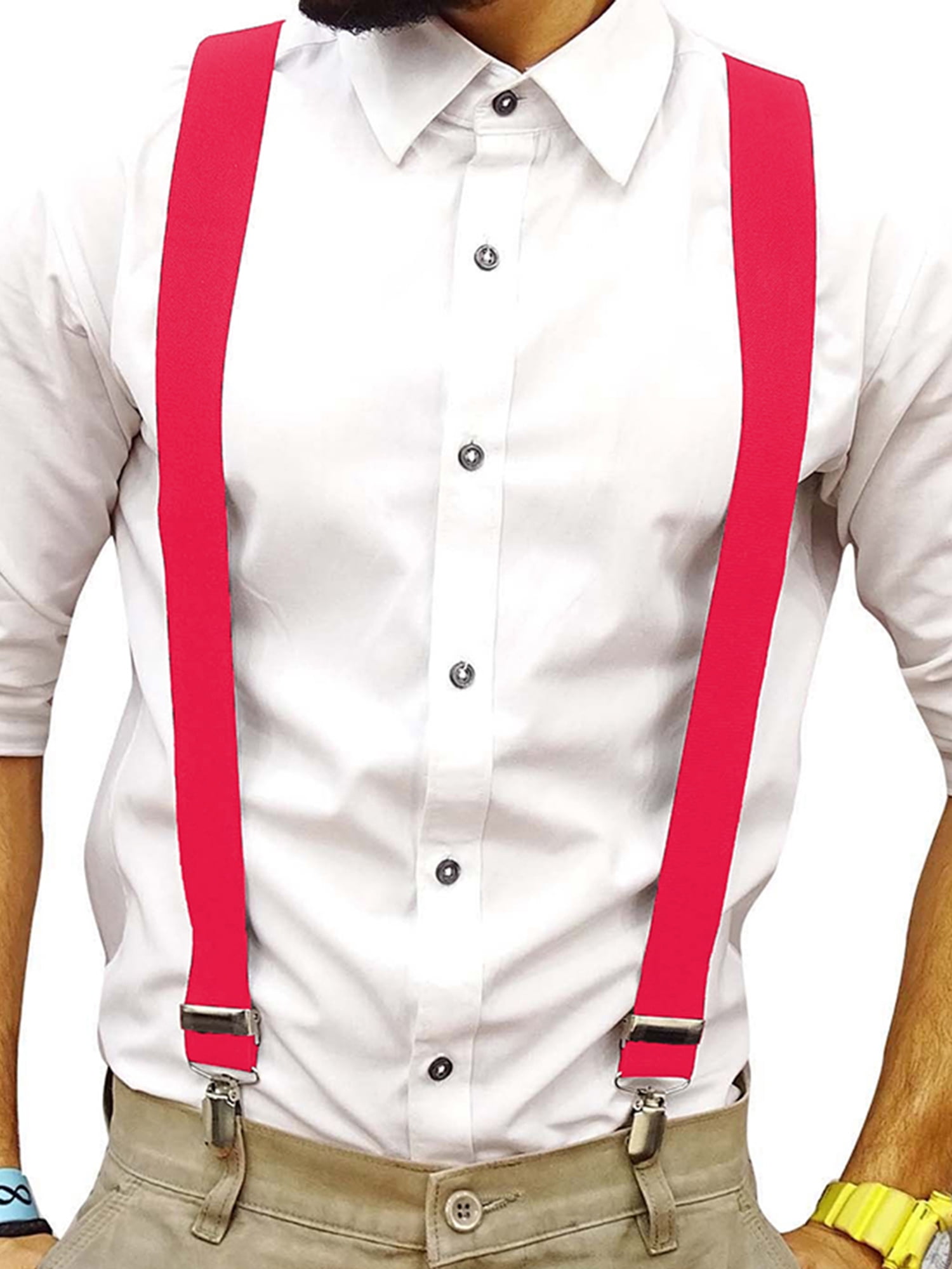 Men's Suspenders Adjustable Size, Y Shape Elastic Adjustable Straps Casual  Elastic Strap Brace 3 Clips Y Back Style Suspenders for Men Women 