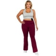 thumbnail image 4 of Women's High Rise Flare Yoga Activewear Pants Plus Size - Burgundy, XL, 4 of 5