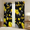 thumbnail image 2 of Homewish Cartoon Yellow Baseball Black Out Curtains, Softball Sport Lover Curtains Pack of 2 (42x63 Each), Teens Kids Boys Girls Bedroom Curtains, Window Curtains Bedroom Decor, 2 of 6