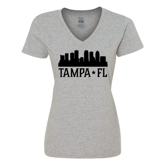 Inktastic Tampa Florida City Skyline Women's V-Neck T-Shirt