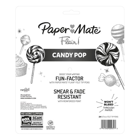 Paper Mate Flair Felt Tip Pens, #1 Teacher Choice, Medium Tip, Limited Edition, 24 Count