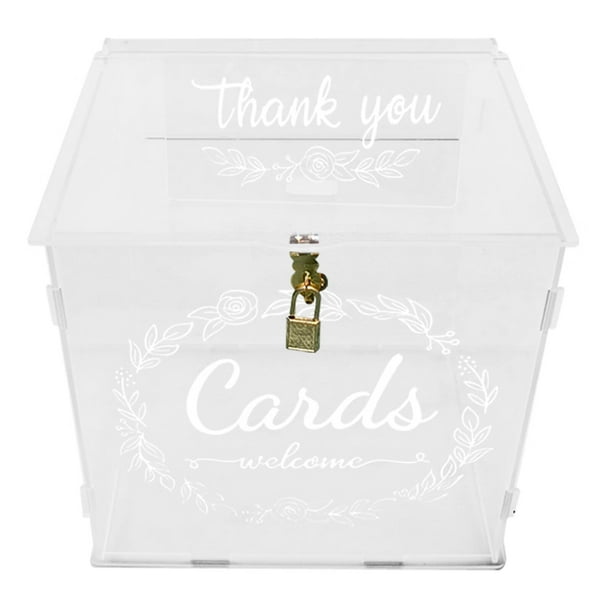 Acrylic Wedding Card Box Clear Card Boxes with Lock Gift Card Box