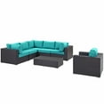 thumbnail image 4 of Modern Contemporary Urban Design Outdoor Patio Balcony Seven PCS Sectional Sofa Set, Blue, Rattan, 4 of 9