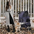 thumbnail image 4 of Lenesta 3-Wheel Pet Stroller for Small Dogs/Cats - Lightweight Foldable Jogger with Storage Basket & Cup Holder, Plaid, 4 of 24