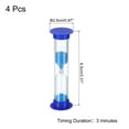 thumbnail image 2 of Uxcell 3 Minute Sand Timer, 4pack Small Sandy Clock, Count Down Sand Glass Blue, 2 of 5