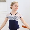 thumbnail image 4 of Hienoo Toddler Girl's Ballet Dance Dress Lace Short Sleeve Leotards with Removable Tutu Skirt, 4 of 7