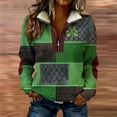 thumbnail image 2 of Telankuip St. Patrick's Day Half Zip Sweatshirts for Women Plus Size Long Sleeve Warm Lined Irish Pullover Trendy Stand-Up Collar Festival Prints Casual Tops 8-Green XXXXXL, 2 of 4