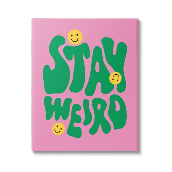 Stupell Industries Stay Weird Retro Smilies Typography Painting Gallery Wrapped Canvas Art Print Wall Art, 24 x 30