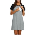 thumbnail image 3 of HVOBTTY Maternity's Dress Crew Neck Short Sleeve Nursing Solid Color Breathable Casual Daily Wear, 3 of 5
