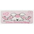 thumbnail image 1 of Retro Kitchen Mat, Miss Bunny Hoop in Love Romantic Rabbit Valentines Day in Hearts Art, Plush Decorative Kitchen Mat with Non Slip Backing, 47" X 19", Pale Pink White, by Ambesonne, 1 of 1