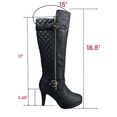 thumbnail image 2 of Bottes à Talons Hauts à Fermeture Éclair à Bout Rond Décontractées pour Femmes Dames Mode (Noir, 8), 2 of 5