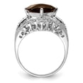 thumbnail image 4 of Auriga Fine Jewelry 925 Sterling Silver Rhodium Checker-Cut Smoky Quartz and Diamond Ring for Women Size 7, 4 of 5