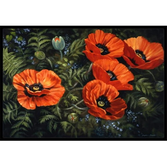 Poppies by Daphne Baxter Indoor or Outdoor Mat- 24 x 36