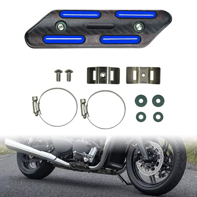BUYISI Motorcycle Exhaust Heat Shield For Honda For Kawasak For Most Motorcycle Blue