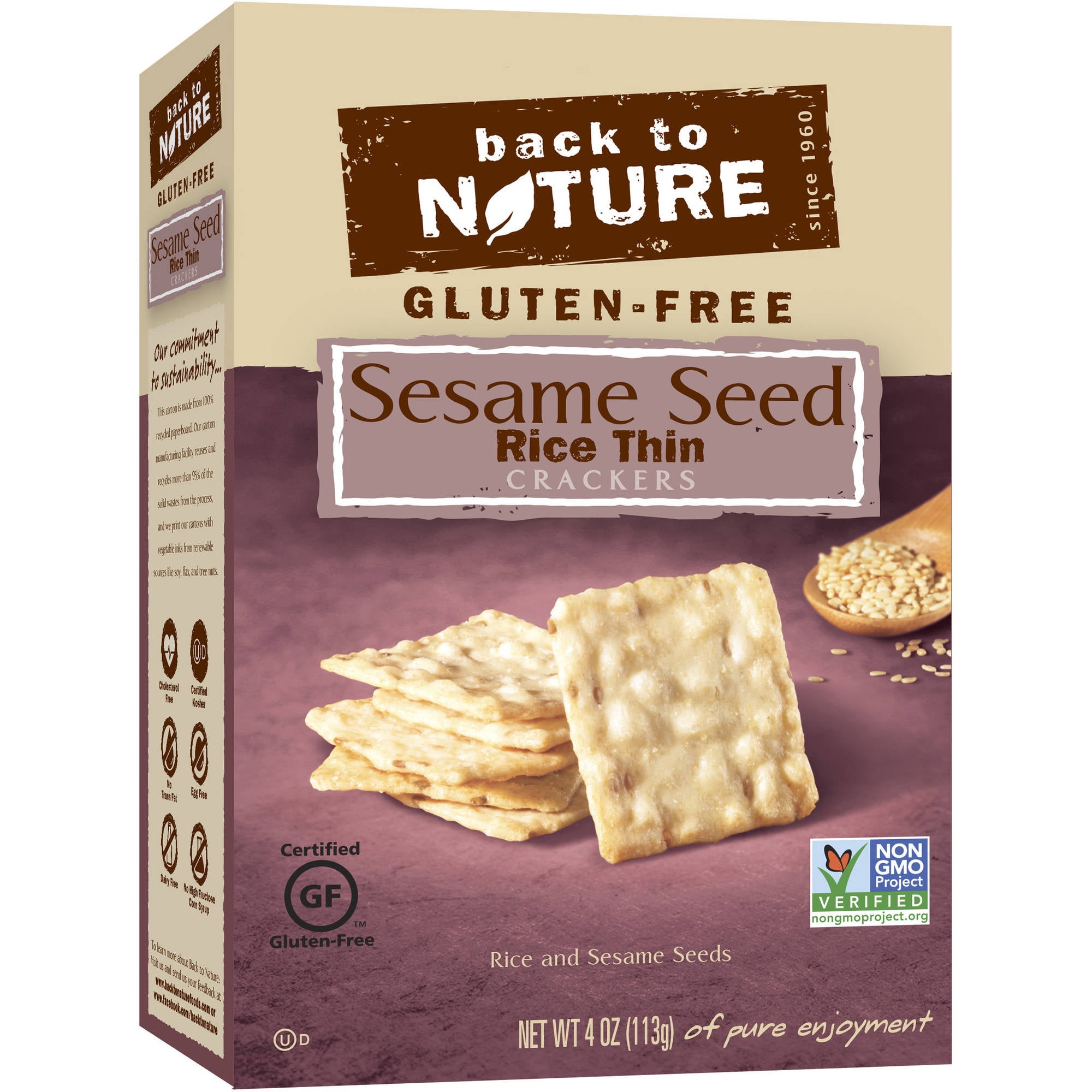 Back to Nature GlutenFree Sesame Seed Rice Thin Crackers, 4 oz