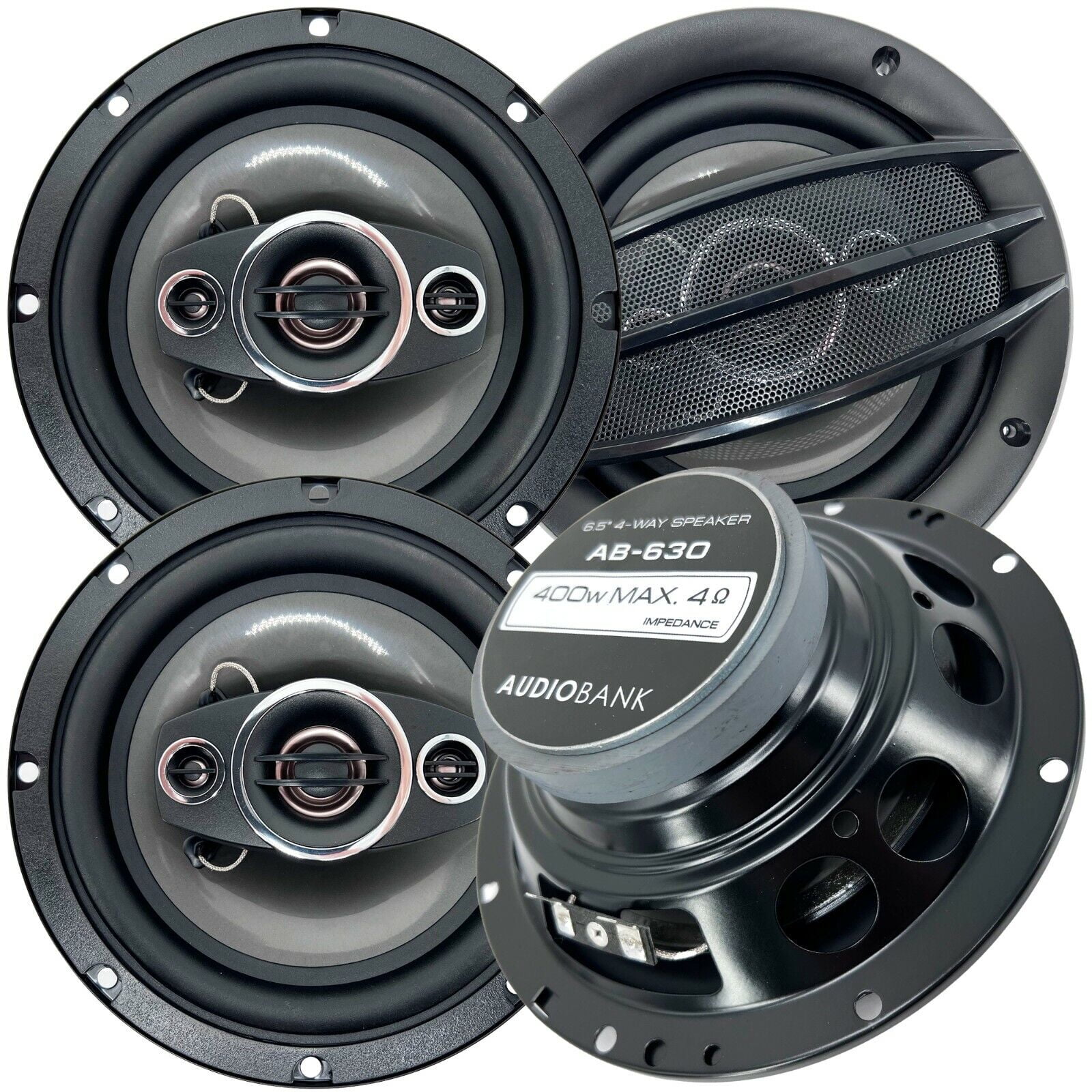 4x Audiobank 800 Watts 6.5" 4Way Car Audio Stereo Coaxial Competition