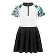 thumbnail image 3 of YEAHDOR Kids Girls One-piece Swimsuit Sun Protection Swimming Dress Short Sleeve Zipper Bathing Suit Black 4, 3 of 7