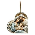 thumbnail image 3 of 1 Pcs Christmas Decorations Heart-Shaped Nativity Scene Ornaments, Religious Hanging Ornaments for Christmas Tree Decor Home Holiday Decor 3.15 Inch Multicolor, 3 of 3