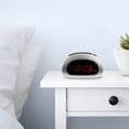 thumbnail image 4 of Mainstays Digital Alarm Clock with Snooze and Battery Backup, Easy to Use Top Button Controls, Silver Case with .6” Red Easy to Read LED Display, SPC089D, 4 of 6