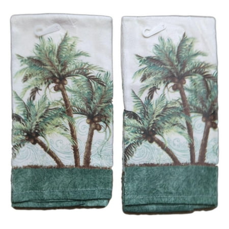 Palm Plus Dish - Set of 2 Key West PALM TREES Terry Cloth Kitchen Towels, by Kay Dee