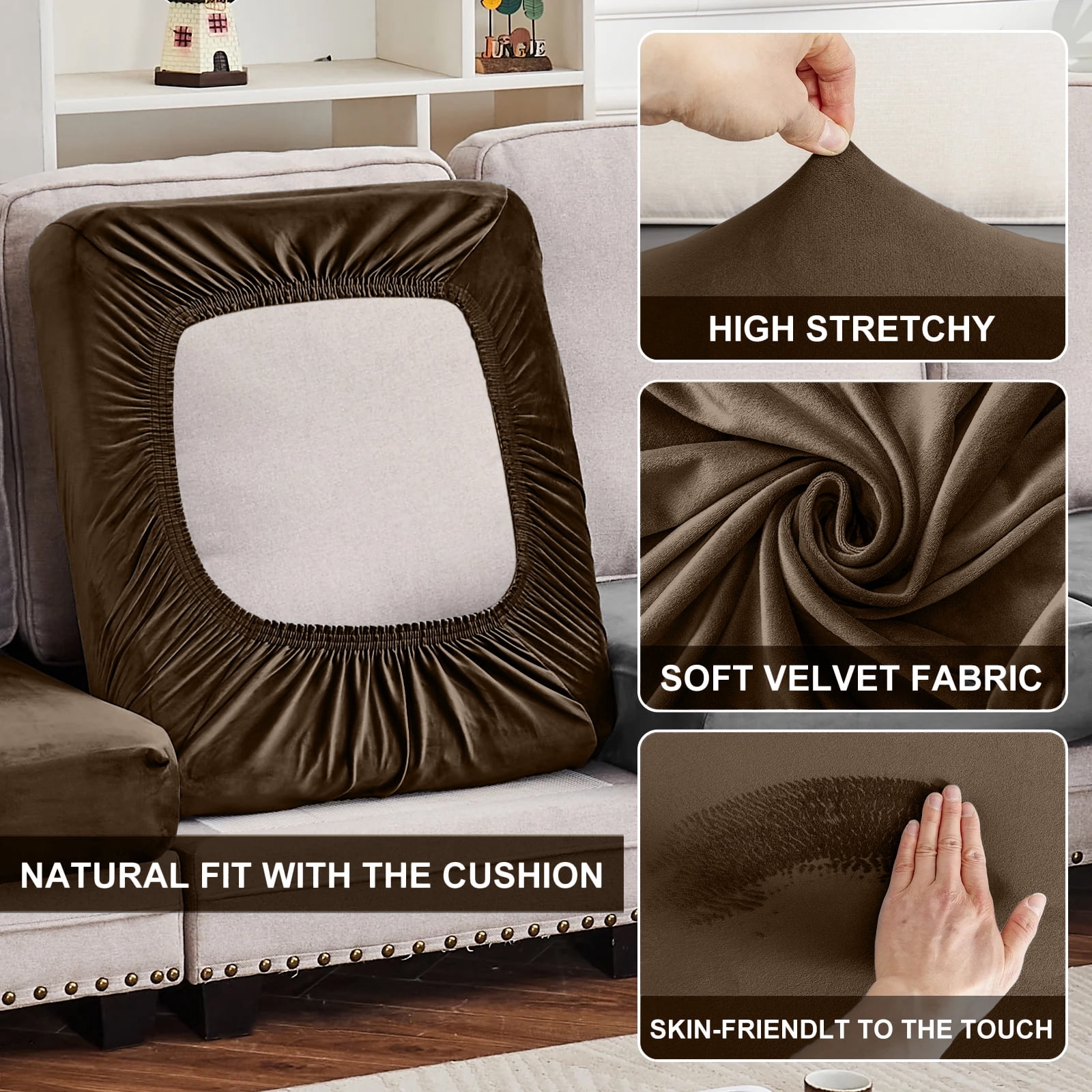 Sanmadrola Sofa Cover Slipcover Couch Cover Set for 3 Seat Sofa Super Stretch Universal Slip Cover Furniture Protector 4 Pieces