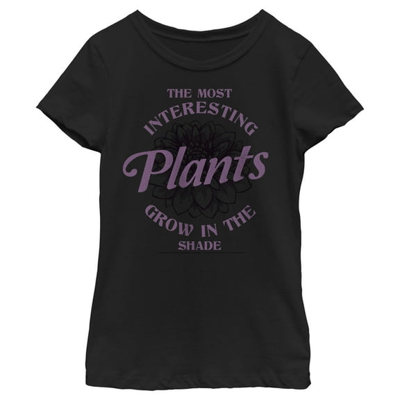 Girl's Wednesday The Most Interesting Plants Grow in the Shade  Graphic Tee Black X Large