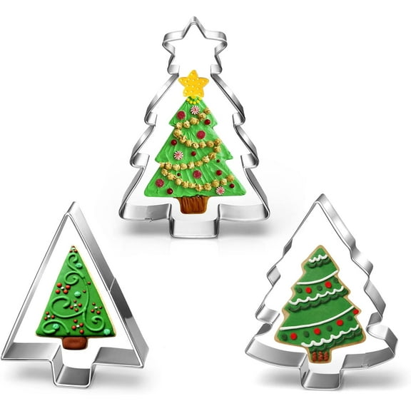 Christmas Tree Cookie Cutter Set, 3 Pieces Holiday Christmas Cookie Cutters Fondant Biscui Cutters