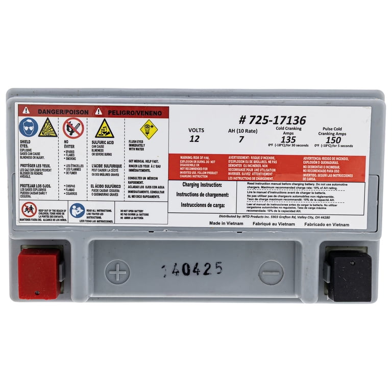 MTD 490-280-F016 135CCA 12 Volt AGM Battery Troy-Bilt Craftsman