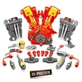 thumbnail image 4 of Lanard Tuff Tools: Engine Overhaul - 25 pc Playset, Lights & Sounds, Motorcycle Engine Building Set, Realistic Mechanic Toy, Kids Ages 3+, 4 of 5