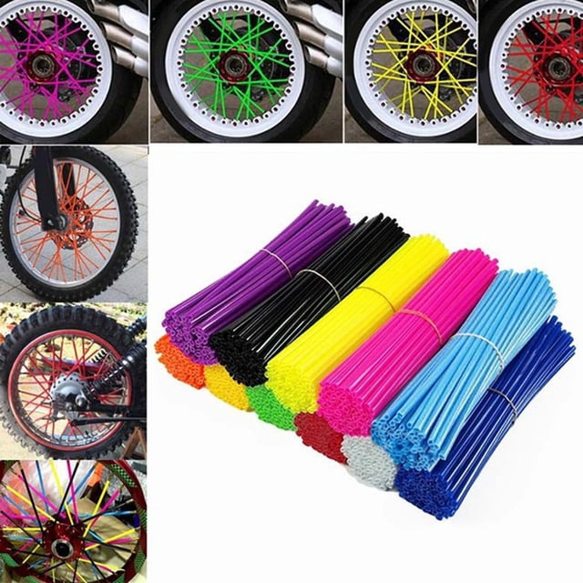 36Pcs Motorcycle Dirt Bike Spoke Skins Covers Wraps Wheel Rim Guard Protector Pink 17 Cm (36Pcs) Shenzhuyue