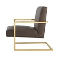 thumbnail image 4 of Finn Tan/Gold PU Leather Accent Chair - Square Arm, Stainless Steel Frame, 4 of 10