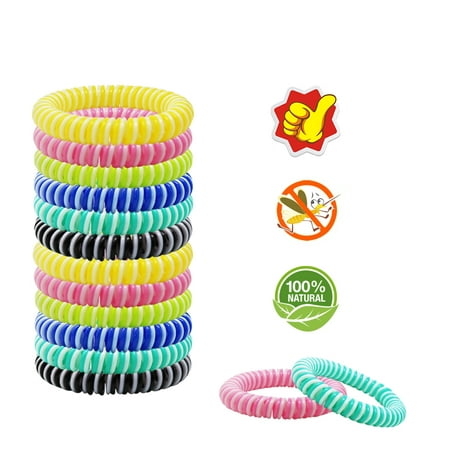 10-Pack Mosquito Repellent Bracelet - 100% All Natural Plant Based Oil, Non-Toxic Travel Insect Repellent, Safe - Kids, Adults and Teens - Keeps Bugs