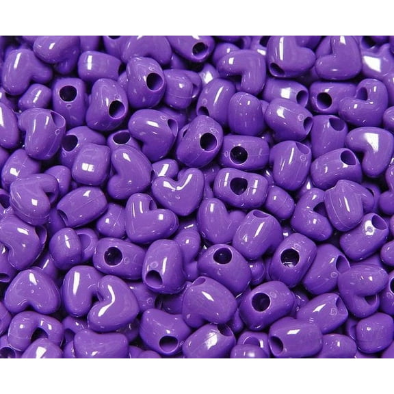 Jolly Store Crafts Grape Purple Heart Shaped Pony Beads, Made in USA