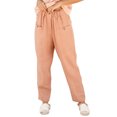 thumbnail image 1 of Pantalones casuales de mujer Color puro botón cintura elástica pantalones largos sueltos para mujer para uso diario al aire libre Rosa XL, 1 of 5