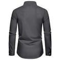 thumbnail image 3 of WTOBBY Men's Solid Business Shirt Long Sleeve Lapel Collar Casual Fashion Button Front Cotton Blend Office Wear Breathable Classic Fit Dress Top,Dark Gray 3XL, 3 of 3