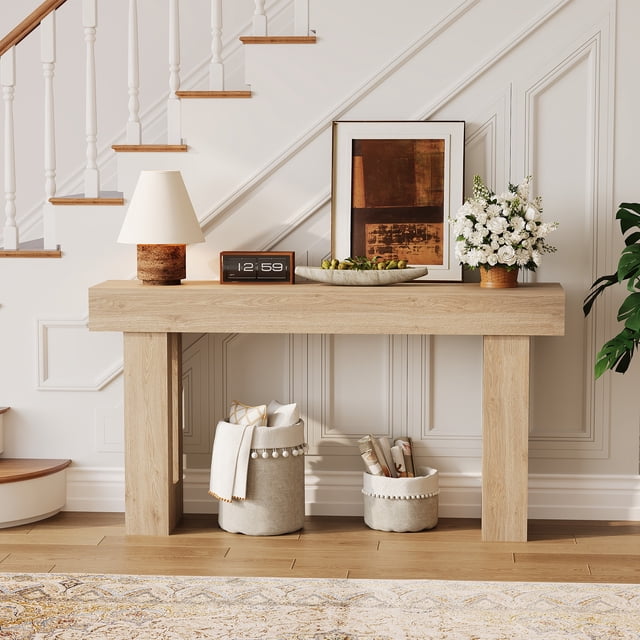 Yiwa Farmhouse Wood Console Table, 63" Long Narrow Rectangular Table for Living Room, Hallway, or Behind Sofa