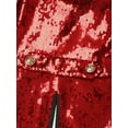 thumbnail image 7 of TiaoBug Woman's Magician Costume Tailcoat Tuxedo Jacket Sequins Long Sleeve Coat Circus Blazer Red M, 7 of 7