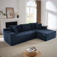 thumbnail image 5 of Miniyam L-Shaped Sectional Sofa with Deep Seat, No Assembly Required, Modular Couches Sleeper for Living Room, Bedroom, Apartment (Blue, Right Facing Chaise), 5 of 7