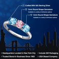 thumbnail image 2 of Gem Stone King 925 Sterling Silver Pink Lab Grown Diamond and Swiss Blue Topaz Engagement Ring for Women | 1.80 Cttw | Round 5MM | Gemstone April Birthstone | Size 6, 2 of 6